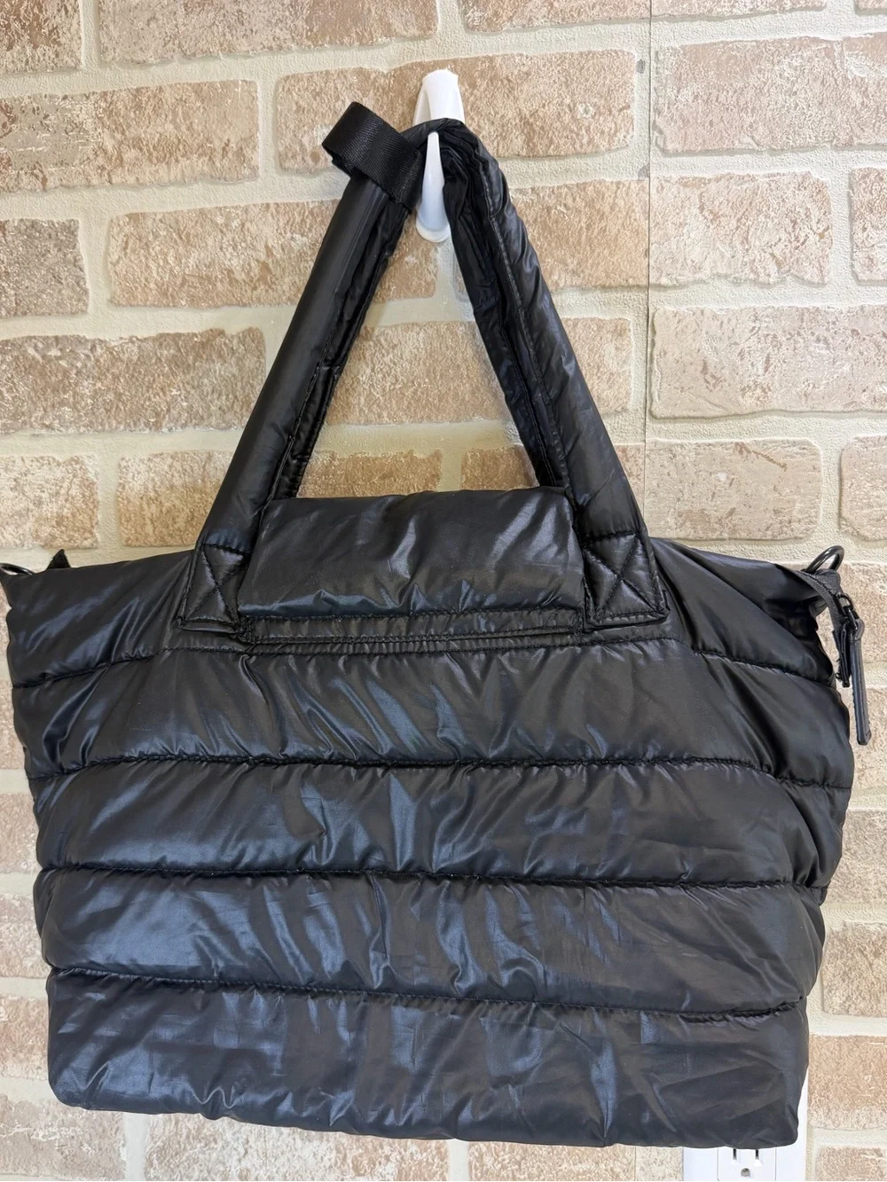 7AM Enfant Black Packable Quilted Puffer Tote Bag Travel Weekender Gym Carry On